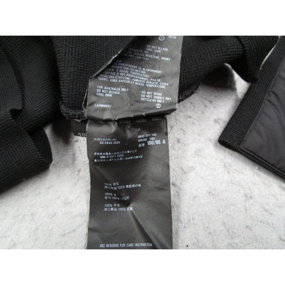 Prada Milano Men Black Full Zip Wool Sweater Nylon Panel Cardigan Size 48 SMC382
